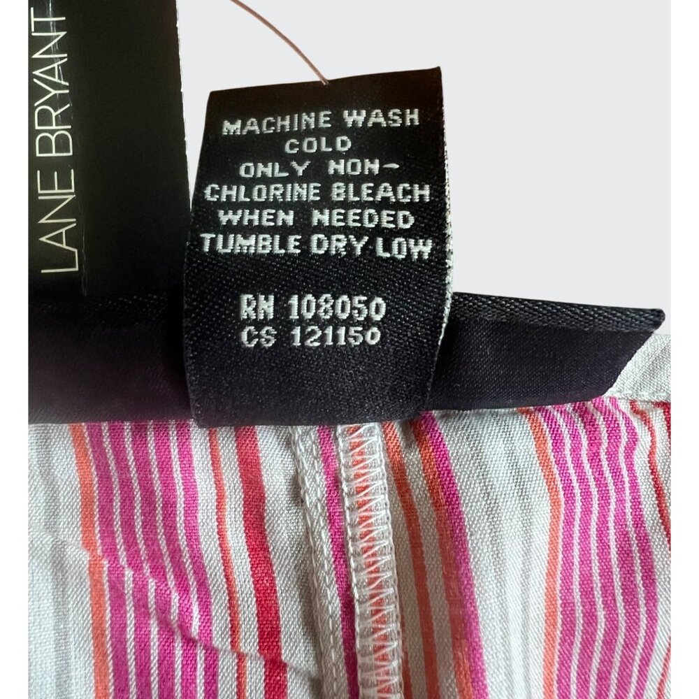 Venezia Womens Pink & White Striped Shorts Skirt With Ruffle Hem Size 22 - Picture 8 of 11
